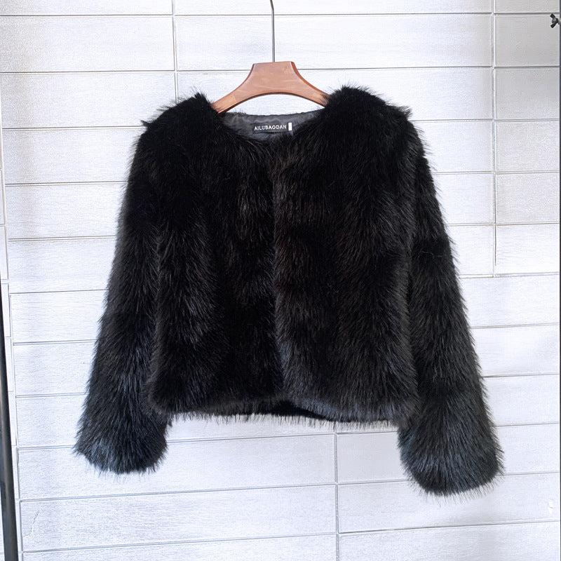 Solid Color Women's Short Fur Coat