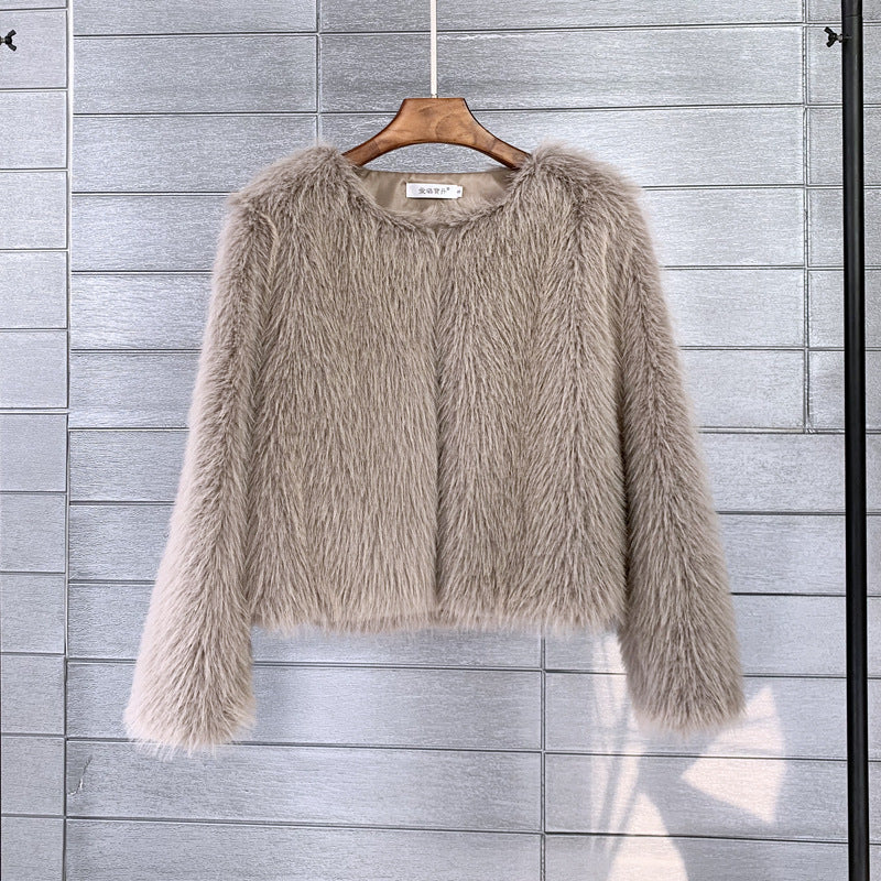 Solid Color Women's Short Fur Coat