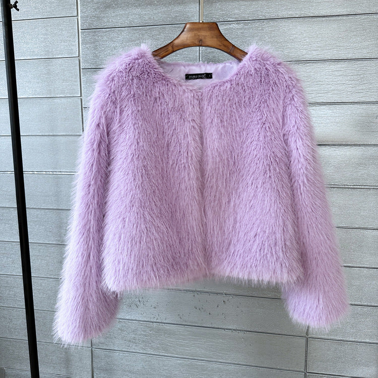 Solid Color Women's Short Fur Coat