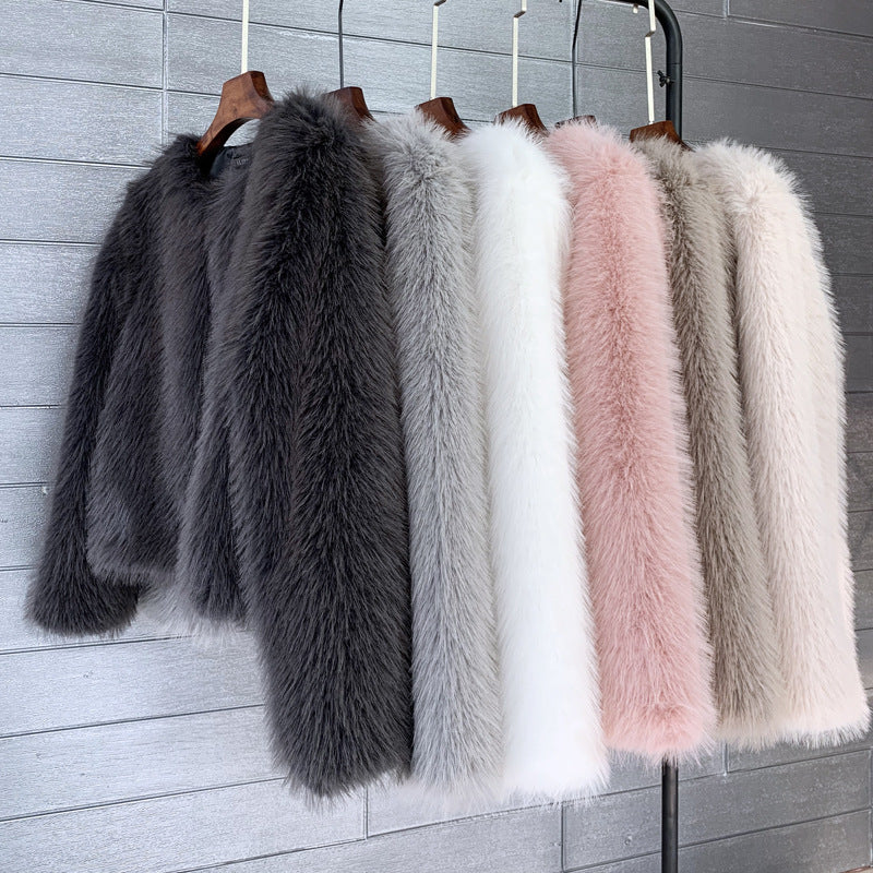 Solid Color Women's Short Fur Coat